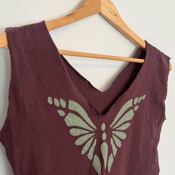 Unique Butterfly Top. 100% Cotton. Made in Nepal. Maroon. Size S-M. Womens. - Picture 4 of 7